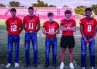 L-R: 12- Camdon Cortinez, 11- Tucker Cortinez, 10- David McCarson, 9- Will Caffey, 8- Eric German Photo by Will Sadler