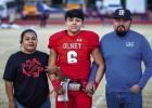 OHS Cub #6 Jacob Hernandez was escorted by Christian and Maribel Hernandez. Jacob played quarterback and safety for 4 years with the Cubs. Jacob plans to attend MSU to earn a degree in finance. His favorite memory is being a part of the Cubs run to the Bi-District Championship and winning. 