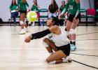 Varsity Ladycats Homecoming Queen Flor Carranza goes in for a save on a kill shot sent over the net by an Eastland Lady Maverick. Photo by Will Sadler