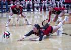 Lady Cub #19 Braelyn Casteel spent plenty of time diving to the boards against the Lady Panthers, saving many kill shots for the evening. Photo by Will Sadler