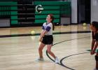 Emory Shields returning a volley during summer skills training. Photos by Will Sadler