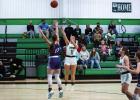 Ladycat #11 Emma Hawkins had a big night on offense, scoring 11 points with a combination of floaters, drives to the bucket and shooting from the outside. Photo by Will Sadler