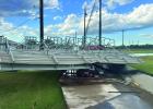A Sept. 21 storm ripped through Olney, causing severe damage to buildings and structures, including the new bleachers at the baseball complex. Photo by OVFD Capt. Jason Pack