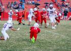 OJH Cub #9 Preston Hendry dives for a reception. Photo by Will Sadler
