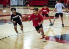 An activity that the campers really enjoyed was a king of the basket game, who ever scored kept control of the basket and kept shooting against a new player. Photo by Will Sadler