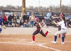 OHS Lady Cub #6 Ava Stewart flies across home play to score for the Lady Cubs during the Knox City win. Photo by Will Sadler