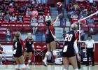 Lady Cub #14 Angel Turner is a very strong player at the net for the Lady Cubs, shown sending a volley over the net. | Photo by Will Sadler