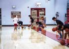 Cub Basketball Camp attendees must dribble a ball with each hand to be the last Cub dribbling to win. Photo by Will Sadler