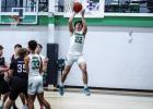 Bobcat #22 Mikey Soito with an easy layup with the support of teammates against the Greyhounds. Photo by Will Sadler