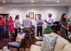 Olney community members gathered at the home of Mayor Rue Rogers and his wife, Anna, for a reception for the Wichita Falls Area Food Bank, and to learn about the organization’s needs and plans in the coming year. Photo by Will Sadler