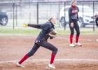 OHS Lady Cub pitcher #1 Kynlee Lauderdale with the opening pitch. Photo by Will Sadler