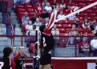 Lady Cub #12 Halee Craven blocks at the net and was a fierce player on offense and defense against the Lady Indians. Photo by Will Sadler