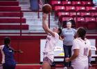 OHS Lady Cub #5-Oaklan Hopkins has been called up to Varsity this season and has already gained her confidence with teammates, shown shooting from under the net. Photo by Will Sadler
