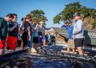 Wes Dutter (Right, grey shirt), a fishery biologist for the Texas Parks and Wildlife office in Wichita Falls, goes into detail about spawning beads, how they help lakes, as well as the different functions TPW offers, the day’s tasks.