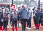 OHS Lady Cubs Coach Justin Tate gives a pep/strategy talk to the Lady Cubs. Photo by Will Sadler