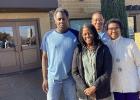 Verma Fobbs poses with her daughter, Sandra with her husband and son. Photo by Ann Myers Cumpton