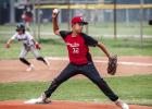 Olney Cub Pitcher #32 Denis “Sasquatch” Geter had a wicked fast ball and struck out several batters helping to secure a Championship title. Photo by Will Sadler