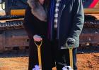 FBCO Pastor Chad Edgington and wife Melissa Edgington at the groundbreaking. Photo courtesy of First Baptist Church of Olney