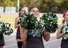 Newcastle Cheerleaders take advantage of the Bobcat scrimmage to practice new stunts and cheers. Back Row, left to right: Greenleigh Moore, Kinzee Forbus. Front Row, left to right: Kenzie King, Kourtney Whitfield Photo by Will Sadler