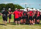 Olney ISD Athletic Director and Head Cub Football Coach Dustin Altmiller instructed Cubs during football practice. Photo by Will Sadler