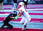 Cub #22 Kyle Stewart RB owned the middle of the field during the district match-up and came away with 93 yards rushing and 2 touchdowns. Photo by Will Sadler