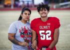 OHS Cub #52 Rodolfo Xavier Arce was escorted by Gloria Jimenez. Rodolfo was the Cubs offense tackle and defensive end. Rodolfo plans to attend Texas A&M University to study computer engineering. His favorite memory was when a team mate jumped into a puddle during a practice when it was snowing.