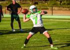 A Bobcat runs drills as a quarterback. Accuracy and strength combined with great scrambling skills are mandatory when playing Texas 6-man football. Photo by Will Sadler