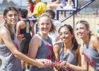 The first place finishers in the 4x1 relays were the OHS team of [L-R] Hallee Craven, Mackenzie Berngen, Anastasia Vasquez and Bradi Bowers. Photo by Will Sadler
