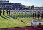 The Cubs Varsity football team line up for their first game in district play at Quanah on Friday, Aug. 28. The team lost to Quanah, 12-35. Photo by Ashley Bint
