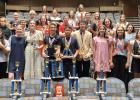 Olney Junior High School’s math and science students did it again at the Texas Math and Science Coaches Association State Competition in San Antonio. Front: Miles Branum, Kate Santibanez, Emerald Edgington, Laney Kimbro, Trent Berngen, Zeph Tejada, Jaxo