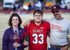 OHS Cub #33 Cye Dixon was escorted by Celeste and Cody Dixon. Cye played running back and linebacker for the Cubs for 6 years. Cye said his favorite memory was his eighth-grade Cub game against the Chico Dragons.