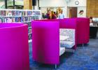 The community came out on Sunday to see the Olney library’s new look, including these study carrels. Photo by Will Sadler