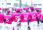 OHS Head Baseball Coach Jason Jacobs gives a pep/strategy talk to the Cubs during their matchup with rival Pirates. Photo by Will Sadler