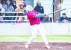 OHS Cubs short stop #21 Ricco Sandoval with a hit against the Pirates, Sandoval had 4 at bats, 1 run and 1 hit for the matchup. Photo by Will Sadler