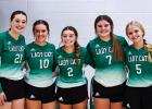 Your 2025 Ladycats Jv White Team: #2 Greenleigh Moore, #5 Allison Melton, #7 Kinzlee Sweat, #10 Pj White, #11 Grayson Nunez And #21 Elizabeth Daigle. Photo by Will Sadler