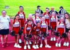 Olney’s Top of Texas Cheer Squad fundraising for uniforms and fees for 22 members with a bake sale last weekend at Stewart’s Food Store and the raffle of a $500 box of meats donated by 3T Meats this week and next. To donate or purchase tickets, contac
