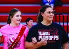 Lady Cub #12 Morgan Simmons escorted by mom Calli Simmons during Senior Night. Photo by Will Sadler