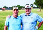 Dr. Jeremy Johnson [L] brought out the big guns by choosing his son Caleb Johnson to be his partner in the McClatchy. Caleb was a very successful Olney High School Cub golfing alum. Photo by Will Sadler