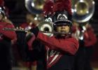 The Olney High School Band takes the field one last time during the football season finale at Seymour.